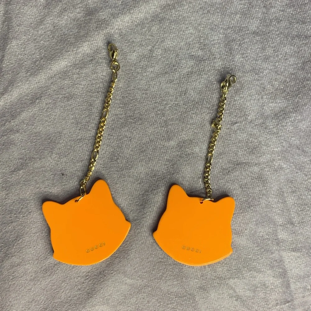 Gucci Orange Black Fox/Raccoon Red Pink Rhinestone Gold Marmont GG Chain Charms - Picture 3 of 5